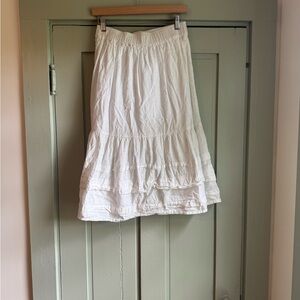 Madewell White Tiered Midi Skirt